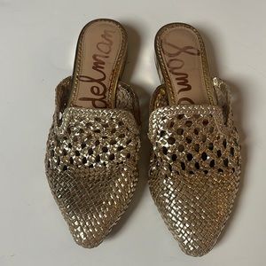 SAM EDELMAN GOLD SLIDE MULES